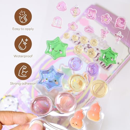 3D Resin Stacking Stickers - Cute Transparent Crystal DIY Decoration Kawaii Used for Scrapbook, Desk, Phone Case Decoration DIY Desktop Decoration