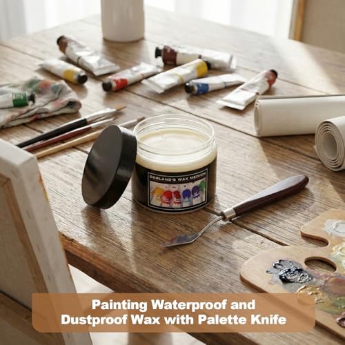 Conelist 4 oz Cold Wax Medium for Oil Painting Wax Medium with Palette Knife Waterproof and Dustproof Versatile Protective Coat for Watercolor Painting Sealing Finishing