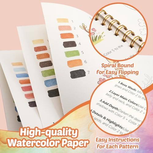 Watercolor Workbook for Adult Beginner, Animal Water Coloring Book