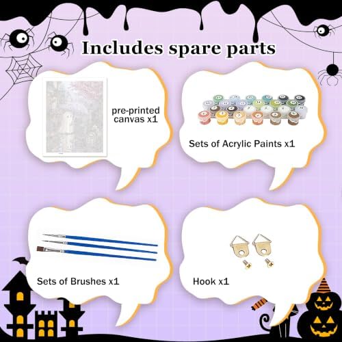 Halloween Paint by Numbers Kit for Adults,Ghost Adult Paint by Number 16x20 | DIY Paint by Numbers for Adults, Halloween Wall Decor Gifts, DIY Acrylic Oil Painting Pre Drawn Canvas Stress Relief
