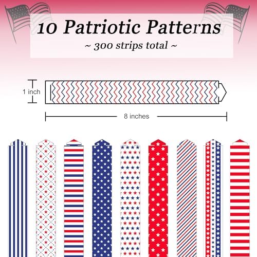 300 Paper Chain Strips for Crafting. No Glue or Tape Needed. Kid Friendly & Family Fun. Yields Over 50 Feet of Paper Chains for Party or Classroom Decorations (Stars and Stripes)