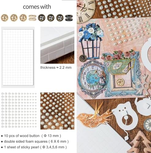 Mayplous 2-Pack Vintage Scrapbook Sticker Set – Sewing Themed Die-Cut Decal & Journal Stickers with Cord, Bowknot & Button for Junk Journals, Handicrafts & Decoupage (Michelle)