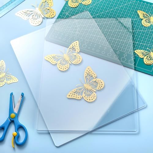 Blulu 2 Pieces Transparent Acrylic Die Cutting Pads, 8.7x6.1x0.1 Inch