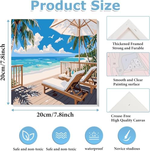 4 Pack Framed Paint By Numbers Kit for Adults, Beach Paint By Number Kits