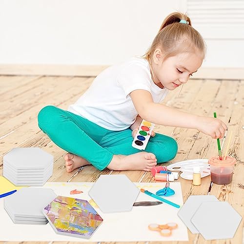 50 Pieces 3.75 Inch Hexagon Blank Ceramic Coasters, Unglazed Ceramic Tiles Coasters, Ceramic Tiles with Cork Backing Pads for Painting, DIY Crafts, Mosaics, White.by GNIEMCKIN