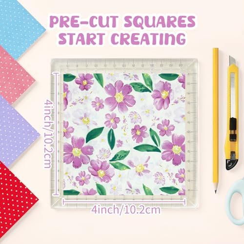 Aubliss 200pcs 100% Cotton Fabric Bundle 4" x 4" PreCut Fat Squares Sheets