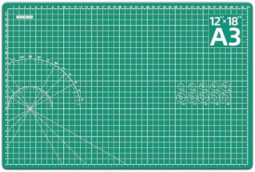 DIYSELF 12in×18in Cutting Mat for Sewing, A3 Self Healing Cutting Craft Mat | A3 Green Cutting Mat for Rotary Cutter, Sewing, Fabric, Quilting, 5-Ply Hobby Craft Mat Double Side for Home, Studio and DIY