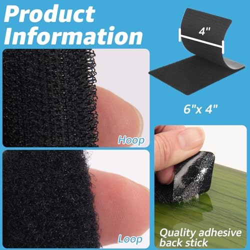 Art3d 20 Sets Hook and Loop Tape Sticky Back, 4"x6" Double-Sided Command Adhesive Strip Heavy Duty