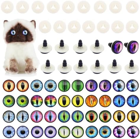 Julie Wang 20Pairs 10MM Dragon Safety Eye Plush Animal Crafts Making for Adult Artist Model Enthusiast Amigurumi Crochet Project DIY Supplies with Washer 0.39 inches