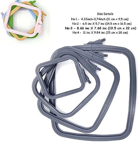 Nurge Square Embroidery Hoop - Plastic Cross Stitch Frame for Needlepoint & Embroidery - Adjustable Craft Hoop - Anthracite - No:3 (Medium)