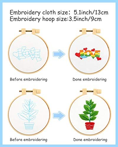 Pllieay 10 PCS Cross Stitch Kits for Beginners, Embroidery Beginner Kits