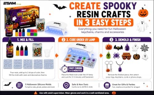 ESAM Group Halloween UV Resin Jewelry Kit for Kids, Teens & Beginners