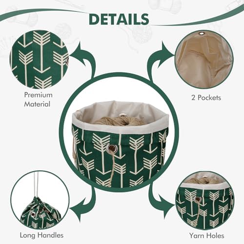 TOGETRUE Yarn Bag, Small Knitting Crochet Bag, Portable Yarn Storage Bags Organizer for Crocheting Project, Store Skein Ball, Short Knitting Needle (Green)