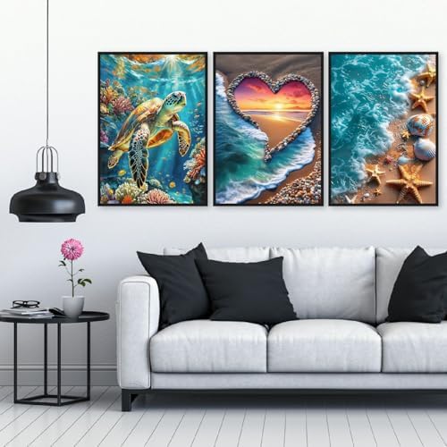 6 Pack Diamond Art Kits for Adults,Beach Diamond Painting Kits 12x16 Inch