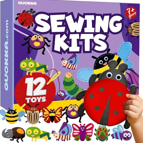 Sewing Kit for Kids Ages 4-8 - 12 Beginner DIY Kids Sewing Crafts Ages 5-8