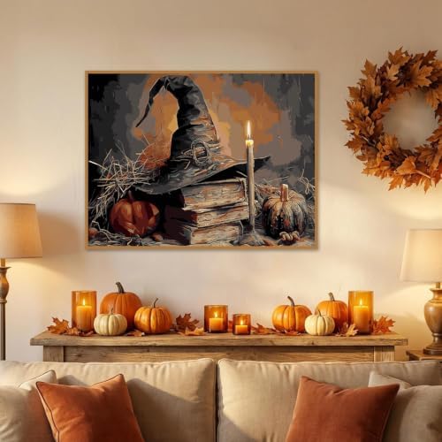 Halloween Paint by Numbers Kit for Adults,Magic Hat Paint by Number