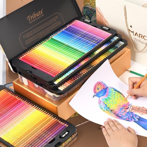 240 Colored Pencils Set for Adults Coloring, Professional Oil Based Art Pencils with 4.0mm Thick Soft Core up to 10 layers, Artist Drawing Pencils in Masterpiece Gift Box(240 colors)