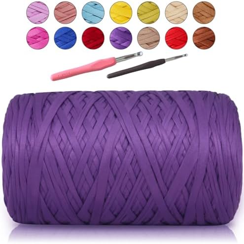 MESTOON 1000g T-Shirt Yarn Soft Elastic Crochet Violet
