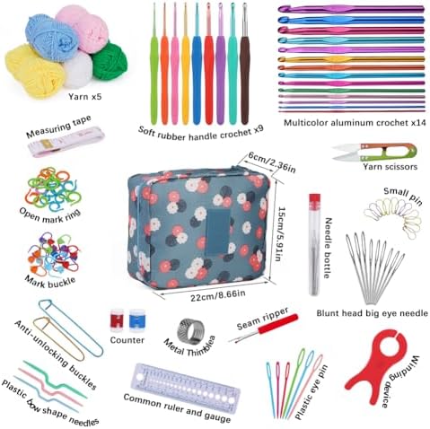 Pnytty 107Pcs Crochet Kit for Beginners Adults, Crochet Starter Kits