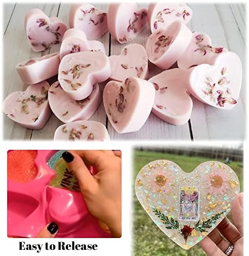 BAKER DEPOT 6 Holes Heart Shaped Silicone Mold For Chocolate Cake Jelly Pudding Handmade Soap Mould Candy Making Set of 2
