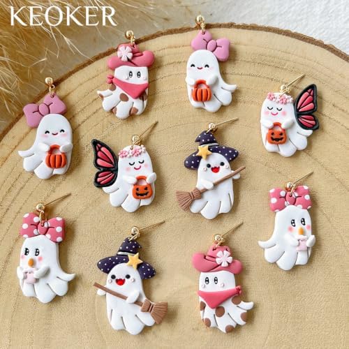 Keoker Cute Ghost Clay Cutters for Polymer Clay Jewelry, Halloween Polymer Clay Cutters Ghost, Fall Clay Earring Cutter