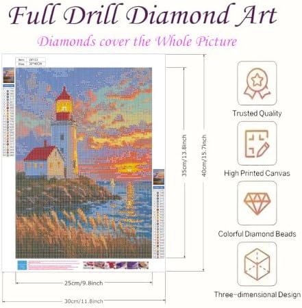 Seaside Lighthouse 5D Diamond Art Kit for Adults Full Drill Canvas