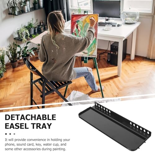 Detachable Easel Tray Attachment with Clip-on Shelf for Folding Easels Compatible with Most Tripod Racks Plastic Art Supplies Organizer 13.18X4.72X0.98 Inches