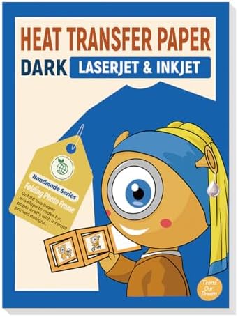 TransOurDream Heat Transfer Paper for Laser & Inkjet Printer (10 Sheets, 8.5x11", Dark) Iron on Transfers for Dark Fabric, Printable Heat Transfer Vinyl for T Shirts