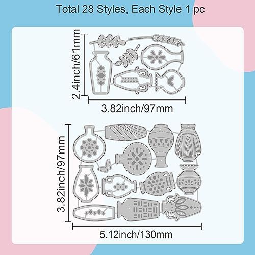 GLOBLELAND Ceramic Vases Cutting Dies for Card Making Leaves Vase Cut Die for DIY Scrapbooking Journal Embossing Paper Craft Decor