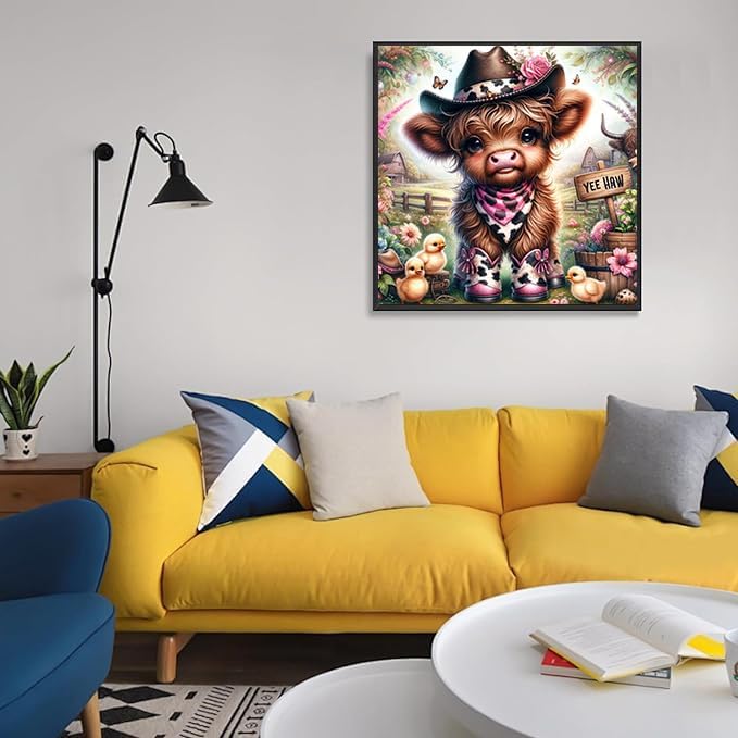 Axquilon Aquilon Highland Cow Diamond Art Kits for Adults 14x14 inch