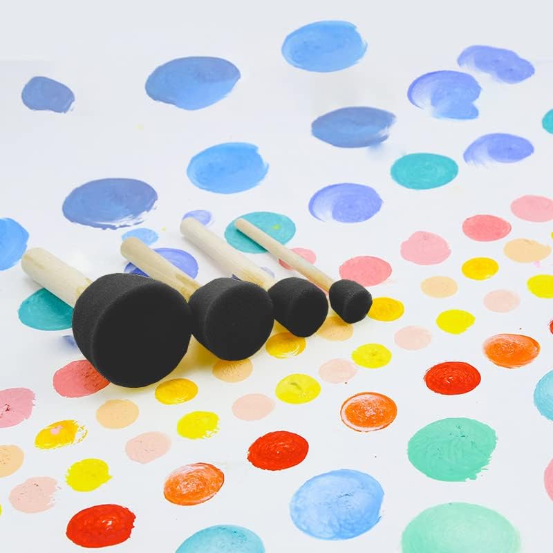 WAFJAMF 40 Pcs Round Sponges Brush Set 4 Sizes DIY Painting Tools Black