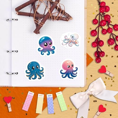 100Pcs Octopus Stickers and Decals Waterproof for Waterbottle, Laptop - Octopus Gifts, Party Decorations and Favors - Ocean Animal Stickers - Marine, Sea Gift for Women & Men