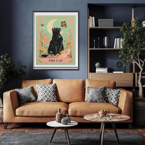 Black Cat Paint by Numbers for Adults - Cat Paint by Number on Canvas