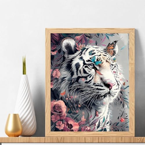 Natuyalo Paint by Numbers Kits for Adults, White Tiger Paint by Number for Adults Beginner, Animal Paint by Numbers on Canvas for Home Wall Decor 16x20 Inch