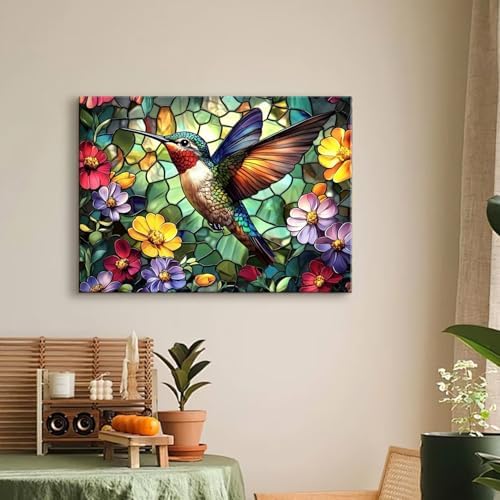 RYMILIE Hummingbird Diamond Art Kits for Adults Diamond Painting Kit | 5D Spring Floral Diamond Art Painting Kit for Beginners, DIY Full Square Bird Gem Art Crafts for Home Wall Decor Gift