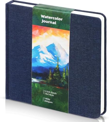 5.5in Watercolor Sketchbook Journal Square Watercolor Notebook Navy Blue
