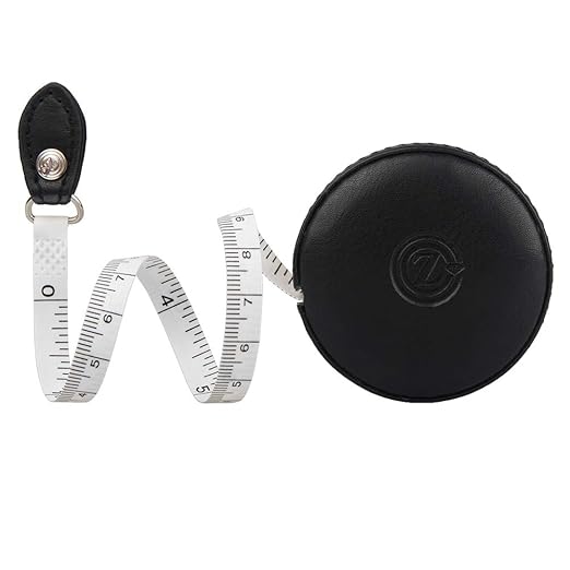 Sewing Tape Measure, Medical Body Cloth Tailor Craft Dieting Measuring Tape, 60 Inch/1.5M Dual Sided Retractable Ruler with Push Button Round(1 Pack, Black)