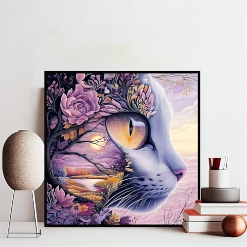 Lophomie Diamond Art Kits for Adults, 5D Cat Diamond Painting Kits 14x14 in