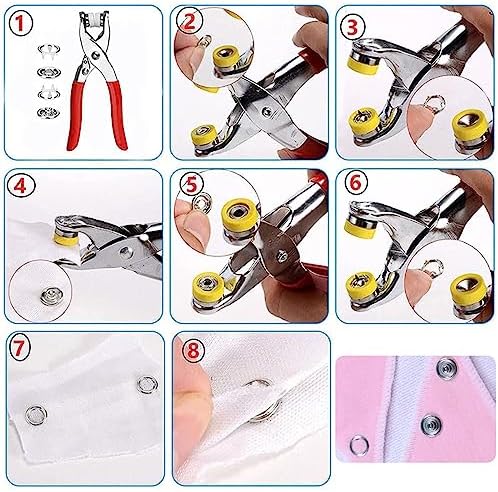 Minestylish 100 Sets Metal Snaps Buttons with Fastener Pliers Press Tool Kit Snaps for Sewing Perfect for DIY Crafts Clothes Hats and Sewing, Snap Button Fasteners Kit for Clothing(9.5mm / 400 PCS)