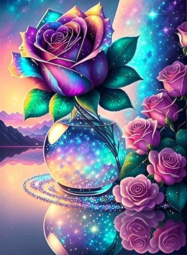 Diamond Art Kits for Adults,Rose Diamond Painting Kits for Adult 12 x 16in