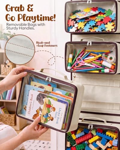 Over the Door Organizer, Hanging Craft and Art Supply Storage, Beige