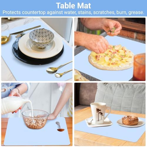 Gartful 3Pack Silicone Sheet for Crafts, Resin Jewelry Casting Molds Mat, Food Grade Silicone Placemat, Multipurpose Table Protector, Nonstick Nonskid Heat-Resistant, Blue (15.7x11.8inch)