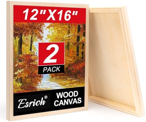 ESRICH 12x16 Inch Wood Panels for Painting, 2 Pack Craft Wood Canvas Boards, Blank Unfinished Wooden Art Board for DIY Art Creations Such as Painting, Acrylic Pouring, Resin, Burning, Collage, etc.