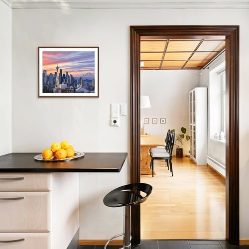 ARNLRDYA Seattle City View Paint by Number Kits, Washington State Sunset Cityscape Paint by Numbers for Adults, Modern Urban Picture Canvas Acrylic Painting for Gift Home Decor(16×20inch, Unframe)