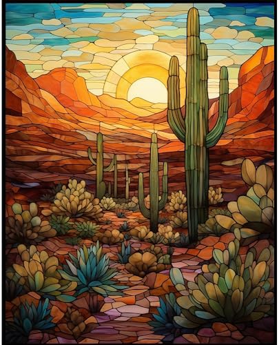 Natuyalo Paint by Numbers Kit for Adults - Cactus DIY Adult Paint by Number Kits Wilderness Landscape Acrylic Canvas Painting for Adults Beginners Kids Art Crafts Without Frame, 16x20 Inch