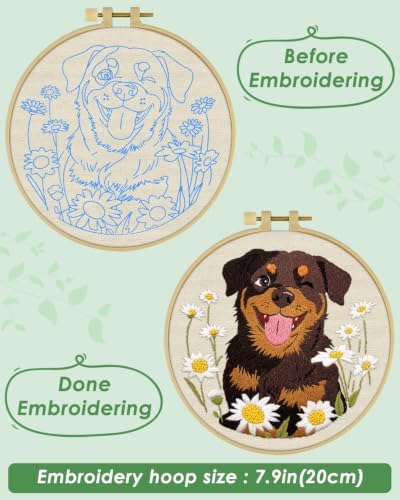 ERKOON Embroidery Kit for Beginners Adult Rottweiler Cross Stitch Set