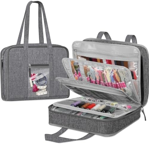 FINPAC Sewing and Craft Supplies Storage Tote Bag with Clear Pockets