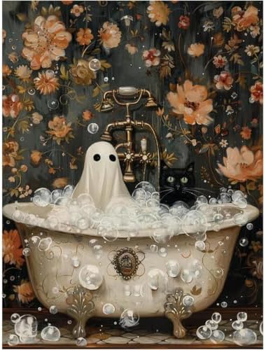 Halloween Paint by Numbers Kit for Adults,Ghost DIY Oil Painting 12x16In