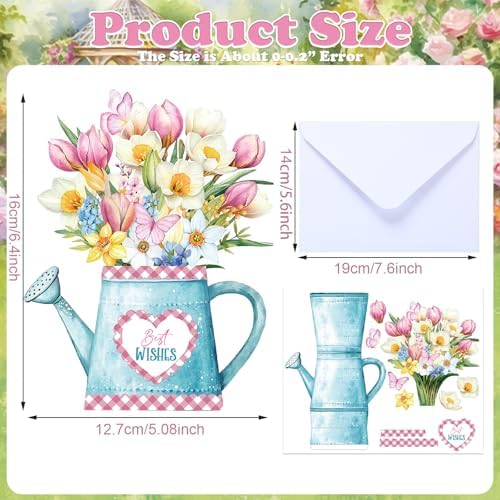 Gueevin 18 Set Watering Can Blossoms Card Making Kit Floral DIY Craft Kits | Back to School Handmade Supplies, Card Making Supplies, Crafting with Sticky Foam Pads, Gifts for Birthday Party Mothers Day