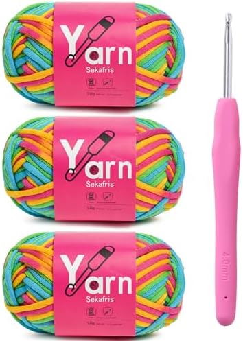 Crochet Yarn 150g/163.5yds Cotton Yarn for Crocheting - Crochet Knitting Yarns for Beginners with Easy-to-See Stitches - Yarn for Crocheting - Parfait Chunky Yarns -Cotton-Nylon Blend (A5)